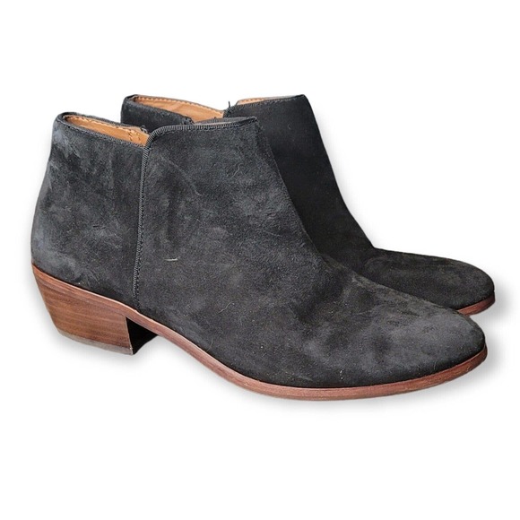 Sam Edelman Boots Women's Petty Black Suede Ankle Zip Booties Size US8 EU38 - Picture 1 of 5